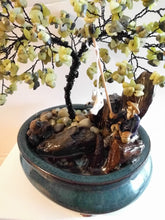 Resin Pet Ashes Memorial Keepsake Urn Gemstones beaded wired tree Fisherman,fish and Bird Wired sculpture miniature Peace Funeral