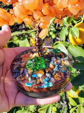 Resin Orange Tree of life Pet Ashes Grief Urn Memorial Keepsake. Beaded tree paperweight. Wire sculpture Bonsai Blossom Feng Shui Gemstones