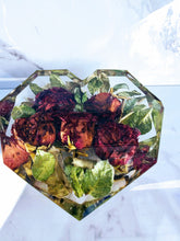 Flower Preservation. Resin block. Resin Heart Paperweight Keepsake Bridal romantic memories of your wedding, anniversary, funeral