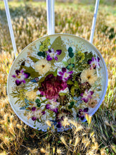 Custom Pressed Wedding Flowers Bridal Bouquet. Pressed flowers art serving tray/ side table