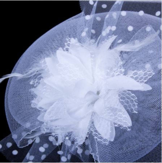 White Wedding Church Tea Party Feather Hat. Bridal Wedding  display picture 1