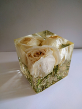 Wedding Flowers  in cube keepsake paperweights. Resin flowers keepsake .Preserving Bridal bouquet.Preserved Funeral Flowers.