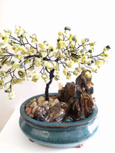 Resin Pet Ashes Memorial Keepsake Urn Gemstones beaded wired tree Fisherman,fish and Bird Wired sculpture miniature Peace Funeral