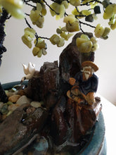Resin Pet Ashes Memorial Keepsake Urn Gemstones beaded wired tree Fisherman,fish and Bird Wired sculpture miniature Peace Funeral