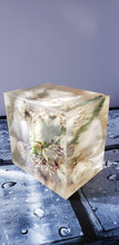 Flower Preservation in Resin Cube like glass Paperweight Keepsake Sweet romantic memories of your wedding, anniversary, funeral.