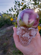 Resin Skull Preserved Flowers Paperweight Keepsake. Preserving Funeral flowers.Preserved Rose Paperweight.Rose Keepsake.Flower Skull