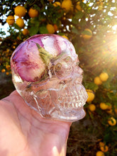 Resin Skull Preserved Flowers Paperweight Keepsake. Preserving Funeral flowers.Preserved Rose Paperweight.Rose Keepsake.Flower Skull