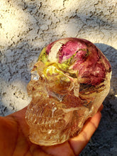 Resin Skull Preserved Flowers Paperweight Keepsake. Preserving Funeral flowers.Preserved Rose Paperweight.Rose Keepsake.Flower Skull