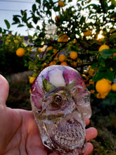 Resin Skull Preserved Flowers Paperweight Keepsake. Preserving Funeral flowers.Preserved Rose Paperweight.Rose Keepsake.Flower Skull