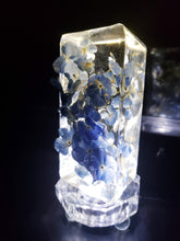 Blue Hydrangea Lamp. Resin Preserved Flowers in Resin Keepsake Lamp. Hydrangea Paperweight Keepsake. wedding, anniversary.