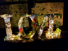 Preserving wedding Flowers Petals in Resin Love Sign Keepsake Sweet memories of your wedding, funeral, anniversary. Fairy Lights