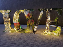 Preserving wedding Flowers Petals in Resin Love Sign Keepsake Sweet memories of your wedding, funeral, anniversary. Fairy Lights