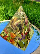 Wedding Flowers Preservation Large Resin Pyramid Paperweight Keepsake Sweet romantic memories of your wedding, anniversary, funeral.