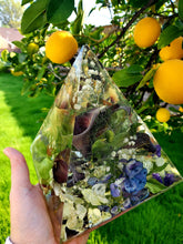 Wedding Flowers Preservation Large Resin Pyramid Paperweight Keepsake Sweet romantic memories of your wedding, anniversary, funeral.