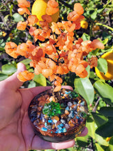 Resin Orange Tree of life Pet Ashes Grief Urn Memorial Keepsake. Beaded tree paperweight. Wire sculpture Bonsai Blossom Feng Shui Gemstones
