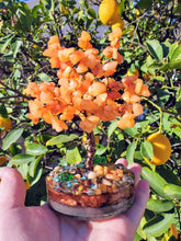 Resin Orange Tree of life Pet Ashes Grief Urn Memorial Keepsake. Beaded tree paperweight. Wire sculpture Bonsai Blossom Feng Shui Gemstones