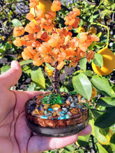 Resin Orange Tree of life Pet Ashes Grief Urn Memorial Keepsake. Beaded tree paperweight. Wire sculpture Bonsai Blossom Feng Shui Gemstones