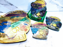 Custom African American Woman Tray and Coasters set. African American Woman Wedding Funeral Flowers. Bridal Pressed Flowers Tray& coasters
