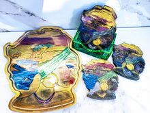 Custom African American Woman Tray and Coasters set. African American Woman Wedding Funeral Flowers. Bridal Pressed Flowers Tray& coasters