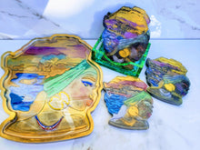 Custom African American Woman Tray and Coasters set. African American Woman Wedding Funeral Flowers. Bridal Pressed Flowers Tray& coasters