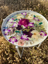 Custom Pressed Wedding Flowers Bridal Bouquet. Pressed flowers art serving tray/ side table