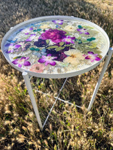 Custom Pressed Wedding Flowers Bridal Bouquet. Pressed flowers art serving tray/ side table