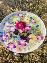 Custom Pressed Wedding Flowers Bridal Bouquet. Pressed flowers art serving tray/ side table