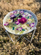 Custom Pressed Wedding Flowers Bridal Bouquet. Pressed flowers art serving tray/ side table