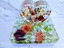 Flower Preservation. Resin Block like glass Paperweight Keepsake Bridal romantic memories of your wedding anniversary ,funeral