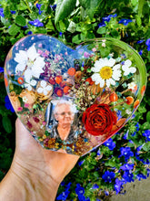 Flower Preservation in Resin Heart Block Paperweight Keepsake Bridal romantic memories of your wedding, anniversary, funeral