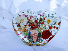 Flower Preservation in Resin Heart Block Paperweight Keepsake Bridal romantic memories of your wedding, anniversary, funeral