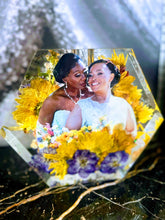 Wedding Bridal Bouquet Preservation, wedding anniversary , memorial funeral arrangement floral. Resin Block Hexagon.