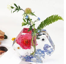 Wedding Bridal Bouquet Preservation, wedding anniversary , memorial funeral arrangement floral. Resin Block Hexagon.