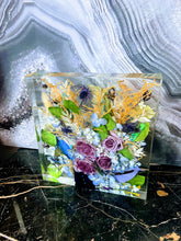 Wedding Bridal Flowers preservation. Funeral Memorial Service Flowers Resin block.