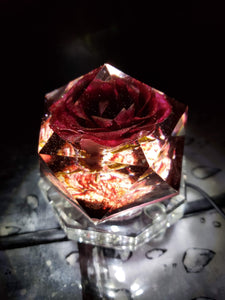 Preserved Red Rose in Resin Keepsake Lamp.Paperweight Keepsake.Memories of your wedding, anniversary. Beauty & the Beast.Crystal Point Tower