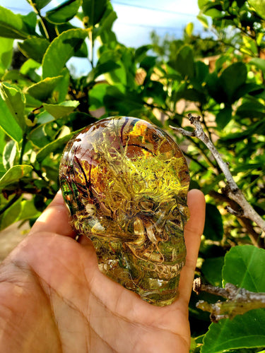 Resin Skull Botanical Terrarium Forest Paperweight Keepsake. Terrarium Paperweight.Botanical Keepsake. Flower Skull Paperweight.