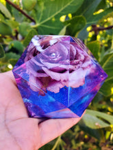 Violet Lilac Rose Flowers Crystals Paperweight.Beauty and the Beast Paperweight Keepsake Love Forever. Preserved Rose Flowers. Crystals.