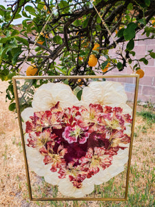 Custom Pressed Flowers Bouquet Preservation, Wedding Bridal DRIED Flowers,Funeral Pressed Flowers, Heart Shaped Keepsake. Wall hanging frame