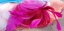 Hot Pink Wedding Church  Party Fascinator Hat.Feather Bridal Wedding Hair Clip Head Accessory. Bridal Derby Fascinator hat.Headpiece