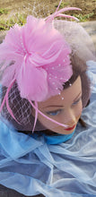 Pink Wedding Church  Party Fascinator Hat.Feather Bridal Wedding Hair Clip Head Accessory. Bridal Derby Fascinator hat.Headpiece