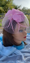 Pink Wedding Church  Party Fascinator Hat.Feather Bridal Wedding Hair Clip Head Accessory. Bridal Derby Fascinator hat.Headpiece