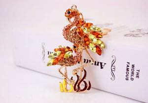 Flamingo Key Chain Rings Holder Car Bag Key rings Holder  Vintage Design  Crystal Rhinestone Brooch for Women Dress Scarf Brooch Pins Jewelry Accessories Gift. Large brooch. Jewelry Insect Brooch Hijab Pins Garment Jewelry.