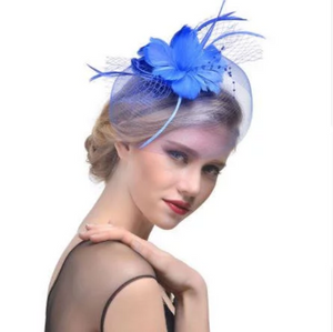 Sky Blue Wedding Church Tea Party Fascinator Hat.Costume Feather Bridal Wedding Hair Clip Head Accessory. Derby Fascinator hat.Headpiece