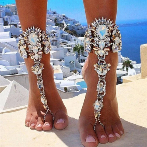 Anklets Bracelet Leg Chain Boho Crystal Anklet  Jewelry.Body Jewelry.Beach Wedding, Barefoot Sandals  Slave Ankle Bracelet Feet Jewelry