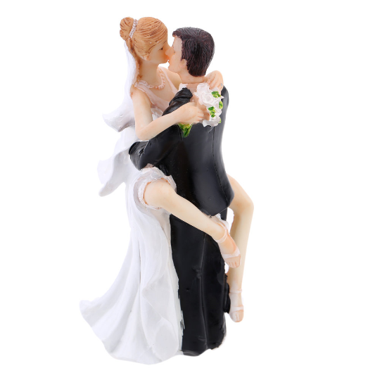Personalized Wedding Cake Topper Figurine Bride Groom Decorations Romantic Supplies.Wedding Accessories.Flowers and  kiss.Personalized hair.