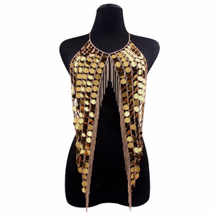 Gold Bra Body Chain, Bra Top, Body Jewelry, Carnival Clothes