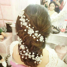 Romantic Luxury Wedding Bridal Vine Hair Accessories For Bridal Handmade Beaded Flowers headdress Elegant Wedding Headbands Jewelry Women.