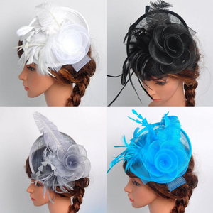 White, Black, Grey,Turquoise Wedding Church Party Fascinator Hat.Costume Bridal Veil Wedding Hair Clip Head Accessory.White Funeral Derby Fascinator hat.Headpiece