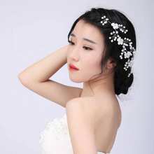 Wedding Hair Accessories For Bridal Lace Flowers Crystal Pearl Headbands Charm Women Tiara Hair Vine Veil Hair Jewelry.