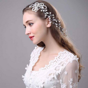 Romantic Luxury Wedding Bridal Vine Hair Accessories For Bridal Handmade Beaded Flowers headdress Elegant Wedding Headbands Jewelry Women